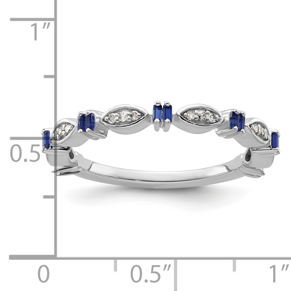 Sterling Silver Stackable Expressions Created Sapphire Diamond Ring