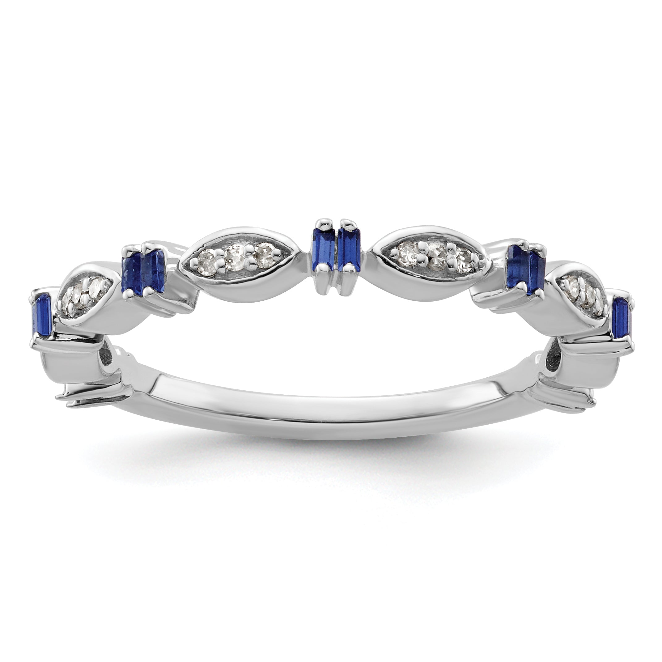 Sterling Silver Stackable Expressions Created Sapphire Diamond Ring Main image