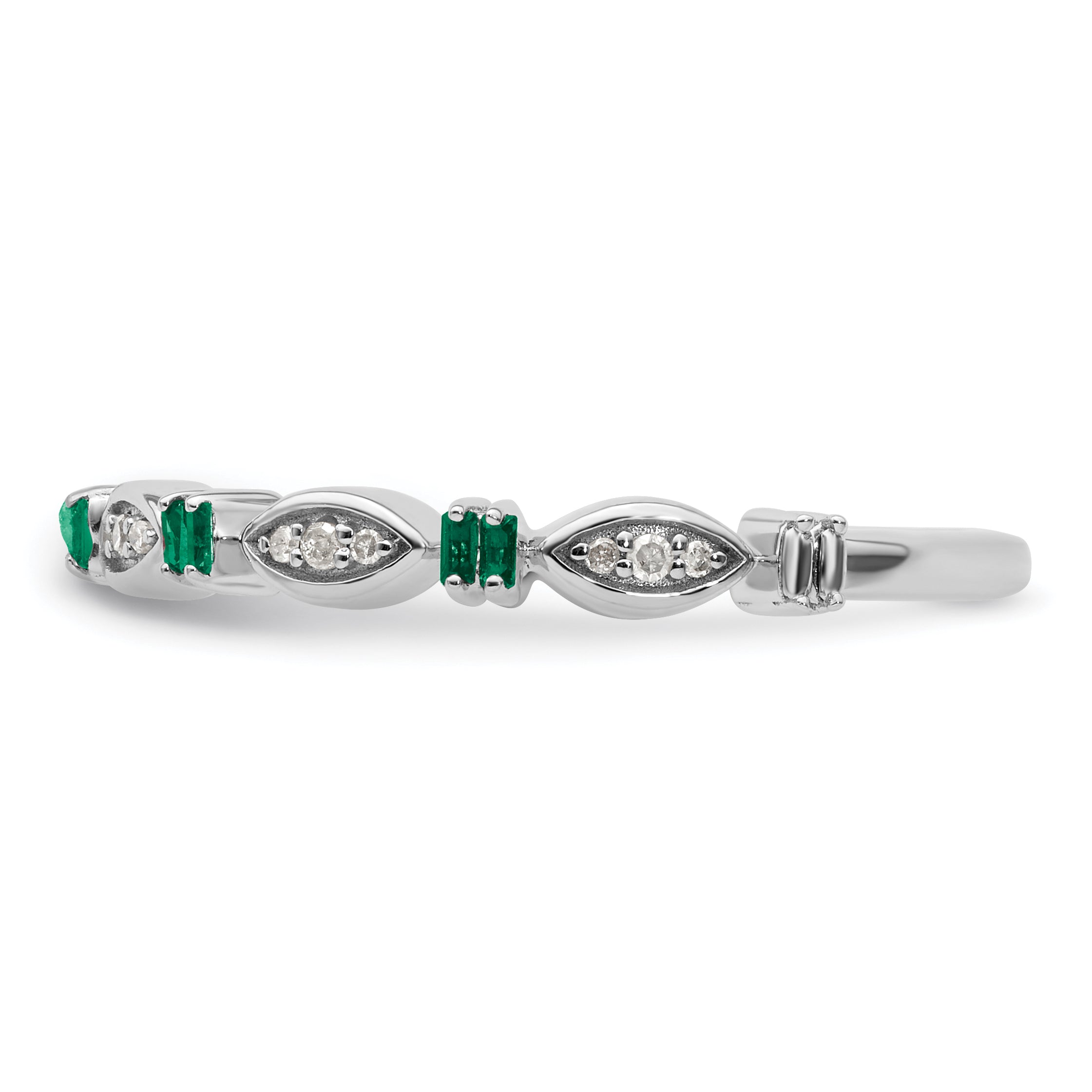 Sterling Silver Stackable Expressions Created Emerald Diamond Ring