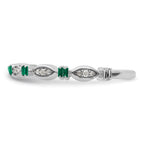 Sterling Silver Stackable Expressions Created Emerald Diamond Ring