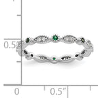 Sterling Silver Stackable Expressions Created Emerald Diamond Ring