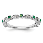 Sterling Silver Stackable Expressions Created Emerald Diamond Ring