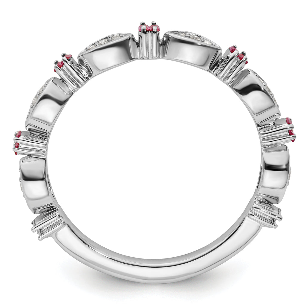 Sterling Silver Stackable Expressions Created Ruby Diamond Ring