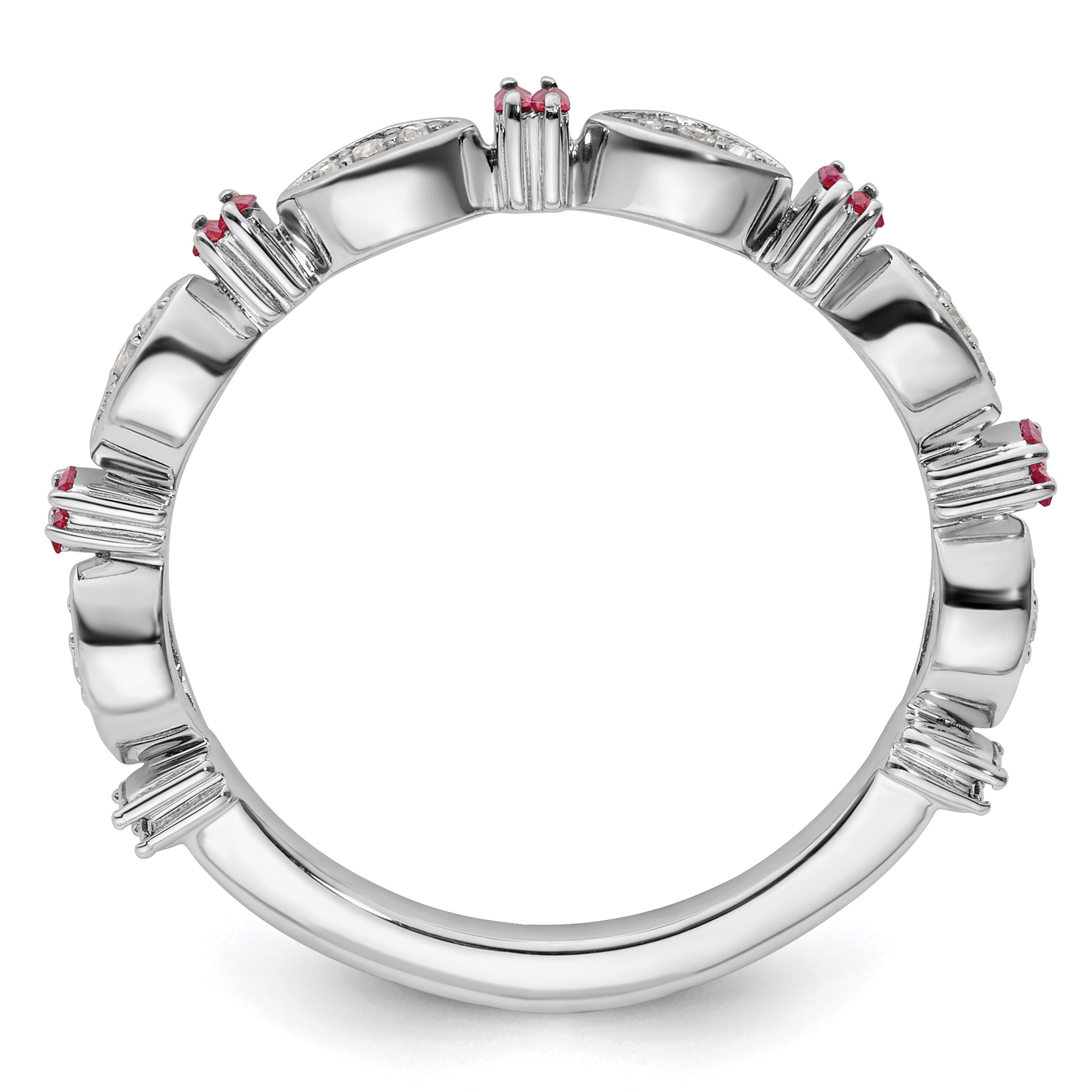 Sterling Silver Stackable Expressions Created Ruby Diamond Ring