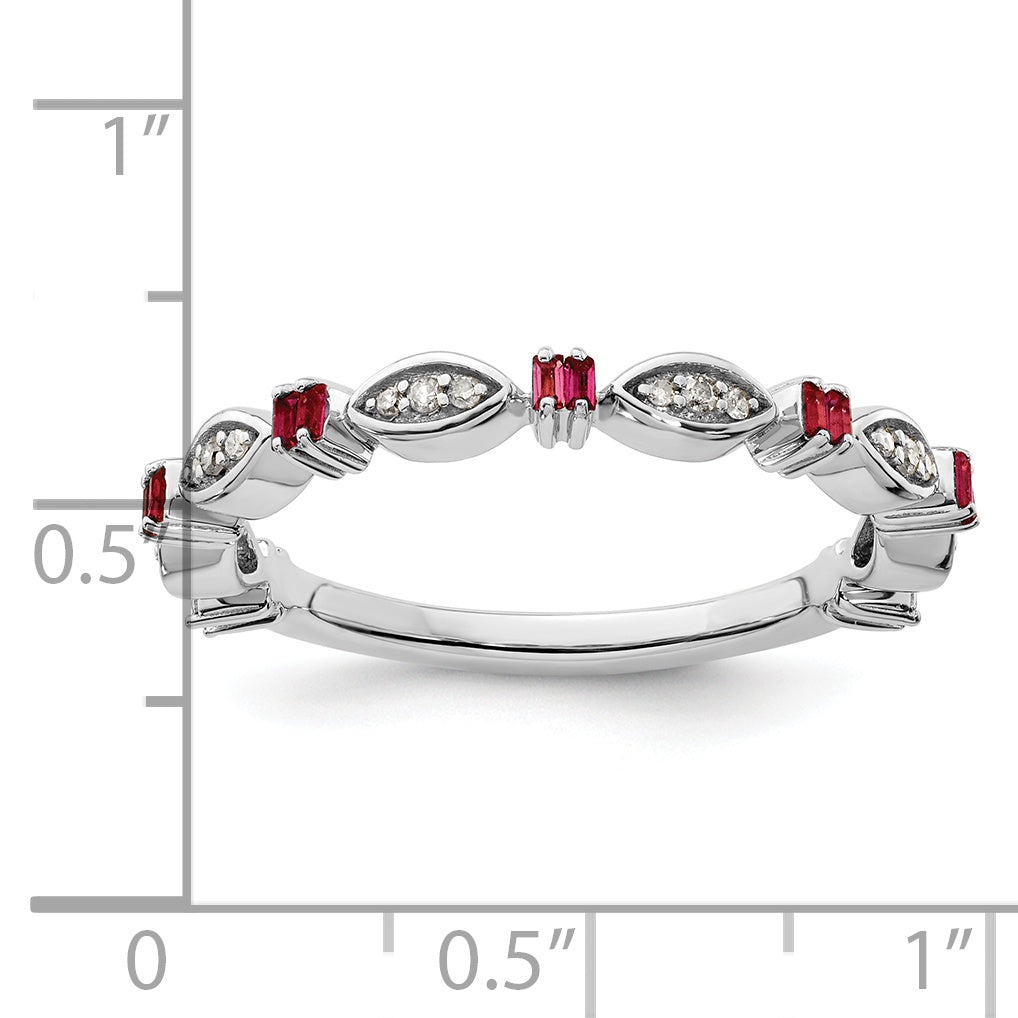 Sterling Silver Stackable Expressions Created Ruby Diamond Ring