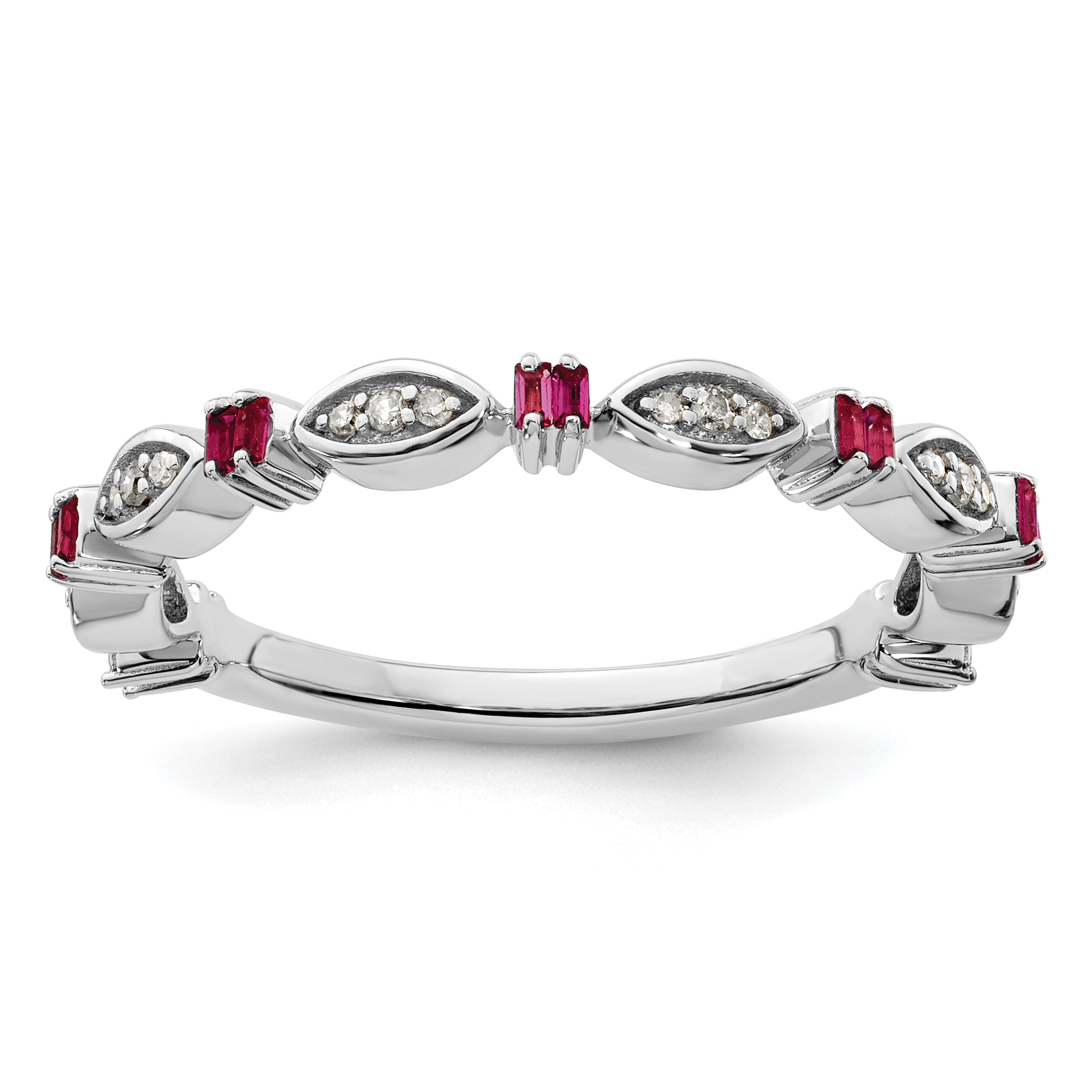 Sterling Silver Stackable Expressions Created Ruby Diamond Ring Main image