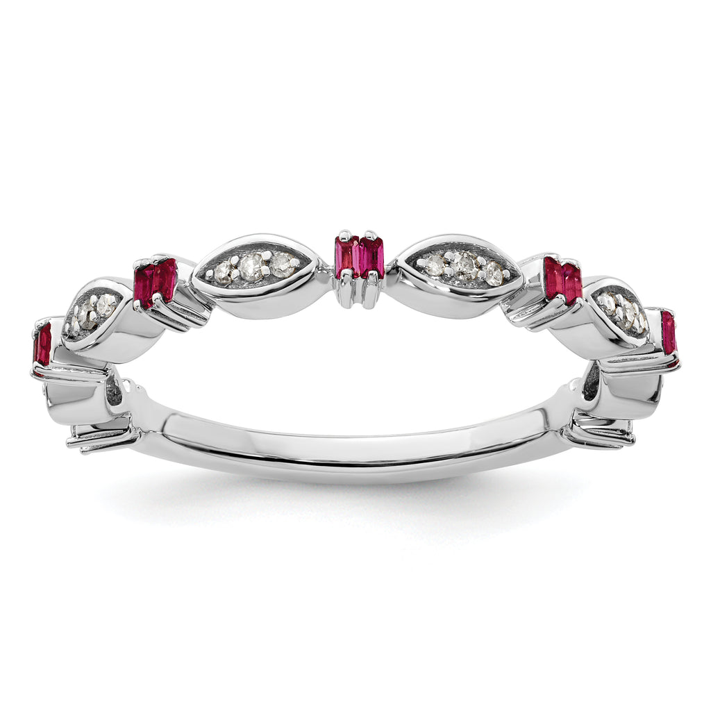 Sterling Silver Stackable Expressions Created Ruby Diamond Ring
