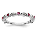 Sterling Silver Stackable Expressions Created Ruby Diamond Ring