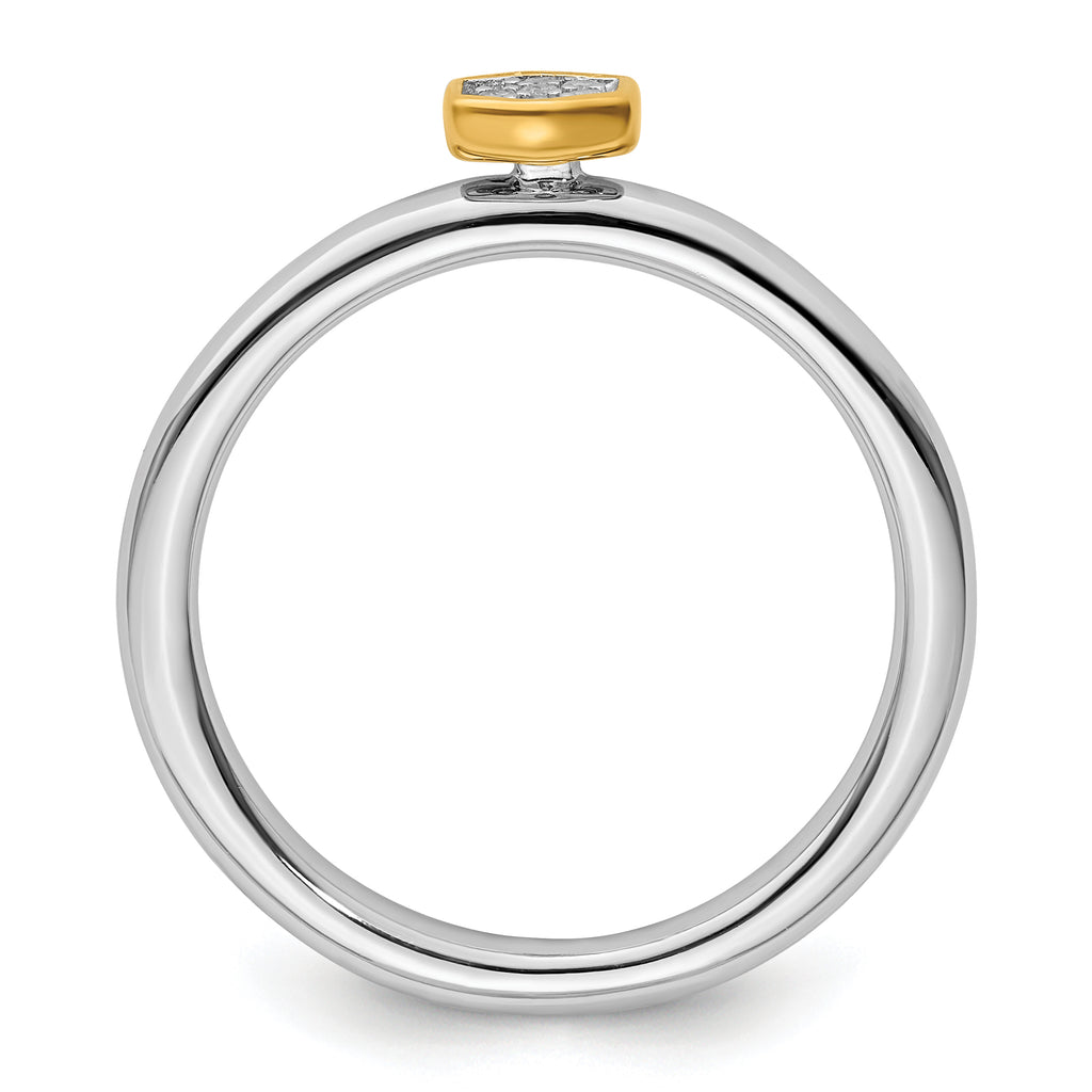 Sterling Silver Stackable Expressions Gold-Plated Diamond Ring