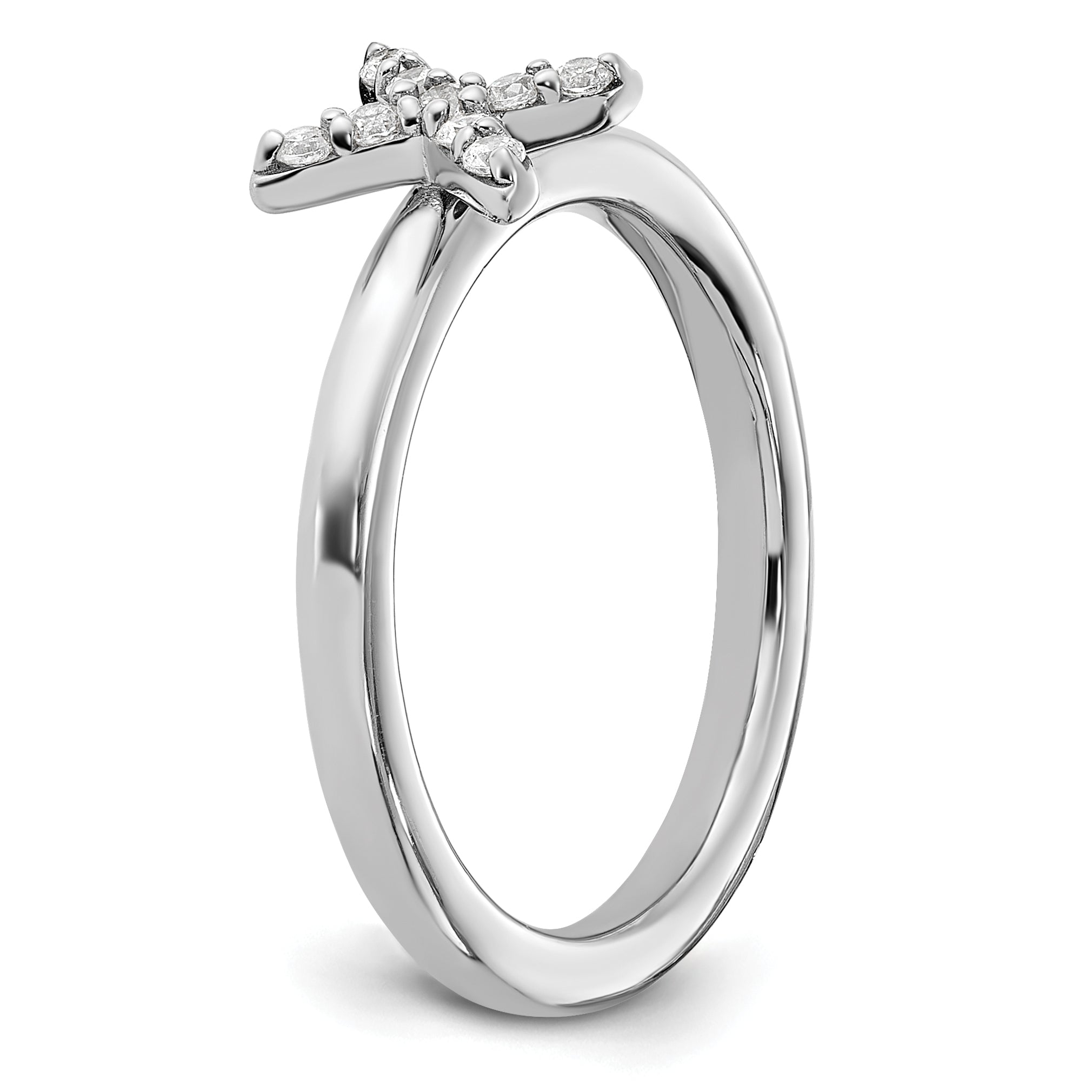 Sterling Silver Stackable Expressions Rhodium-plated CZ X Ring