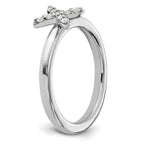 Sterling Silver Stackable Expressions Rhodium-plated CZ X Ring