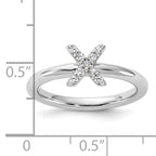 Sterling Silver Stackable Expressions Rhodium-plated CZ X Ring