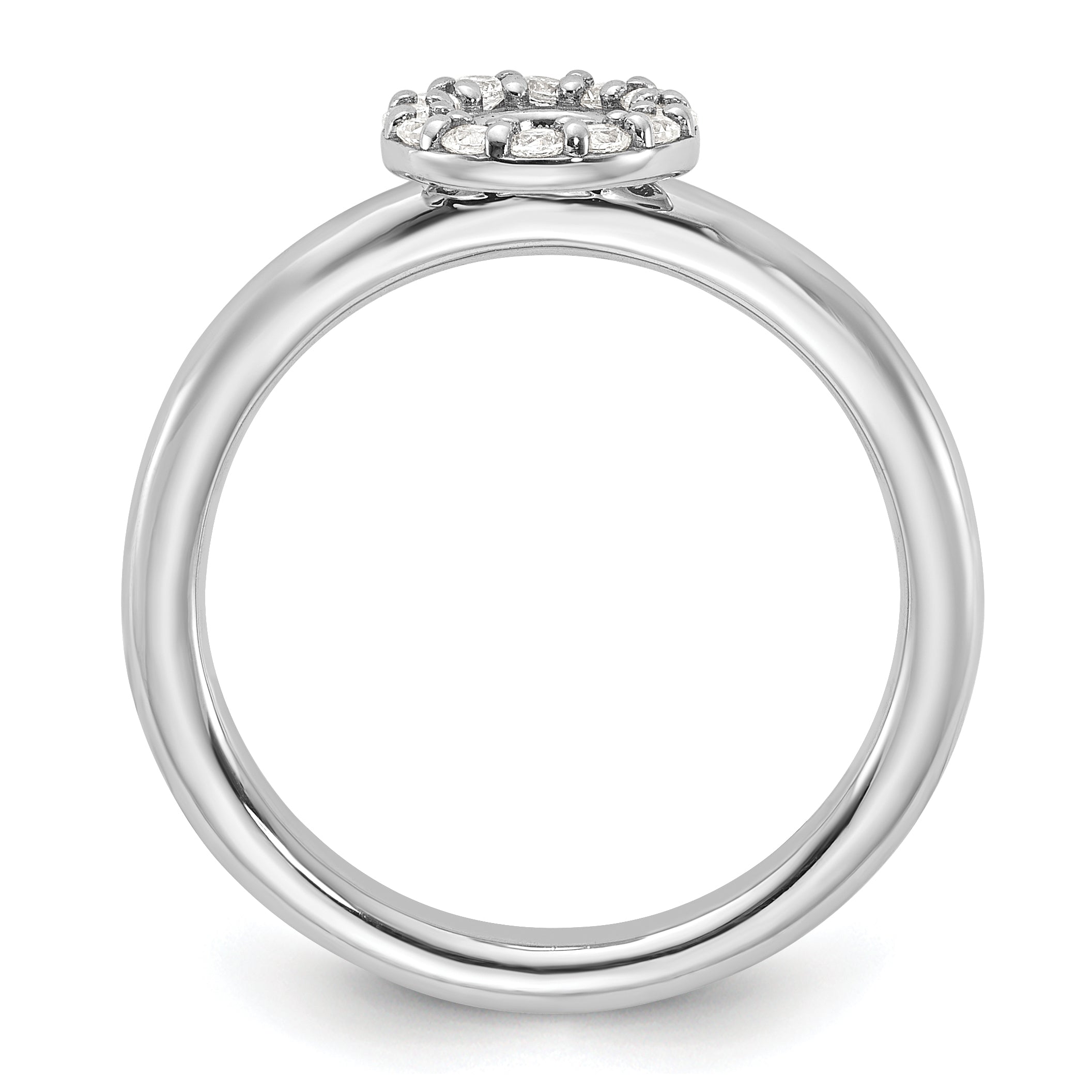 Sterling Silver Stackable Expressions Rhodium-plated CZ O Ring Secondary image