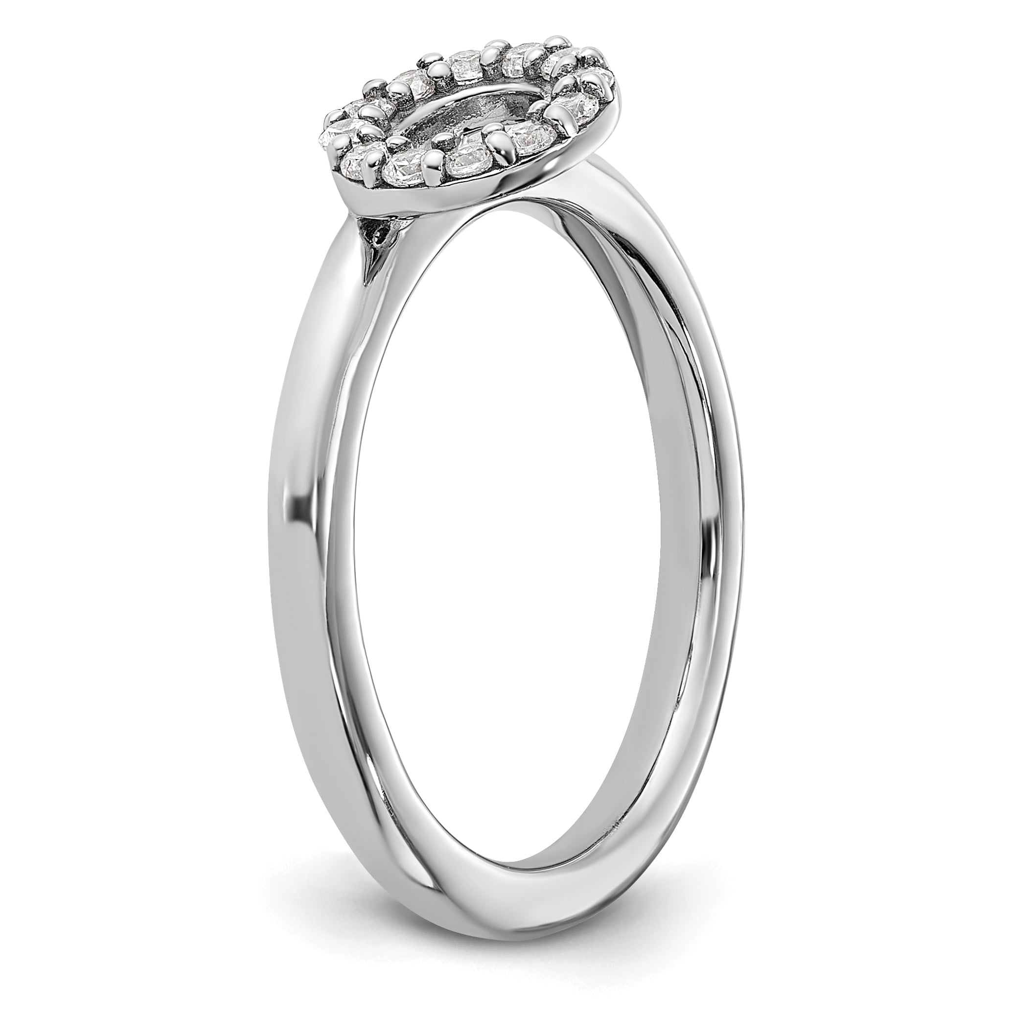 Sterling Silver Stackable Expressions Rhodium-plated CZ O Ring