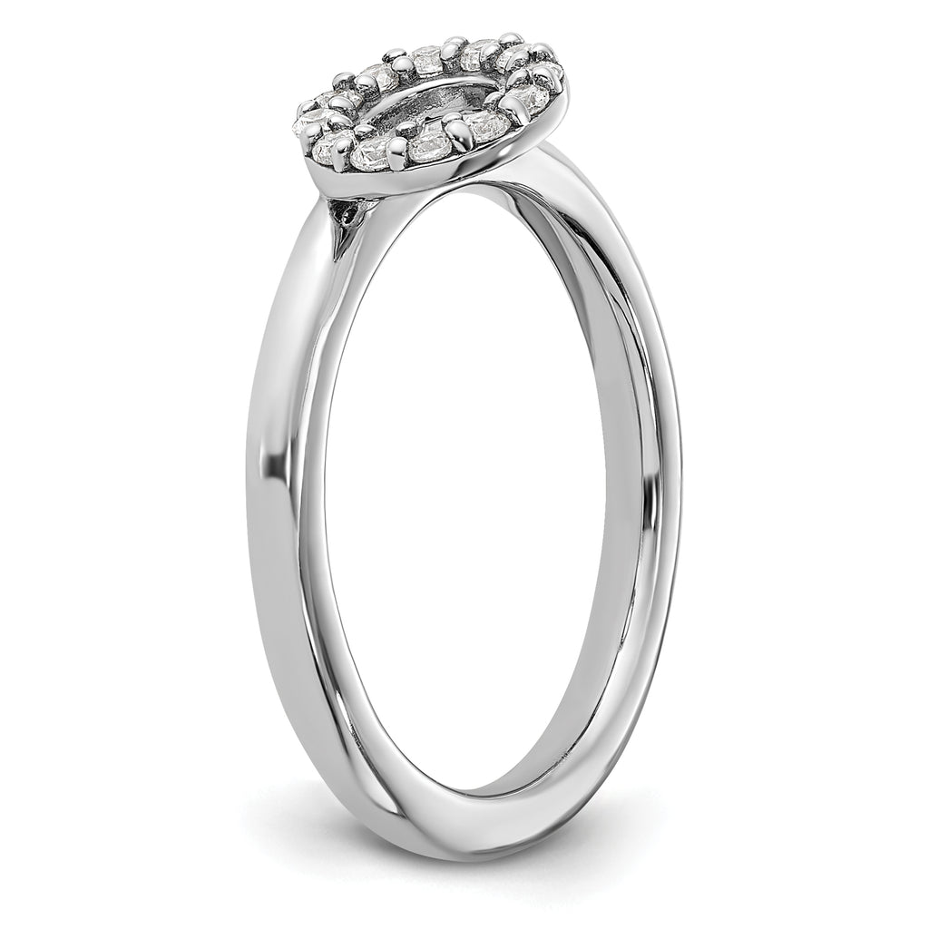 Sterling Silver Stackable Expressions Rhodium-plated CZ O Ring