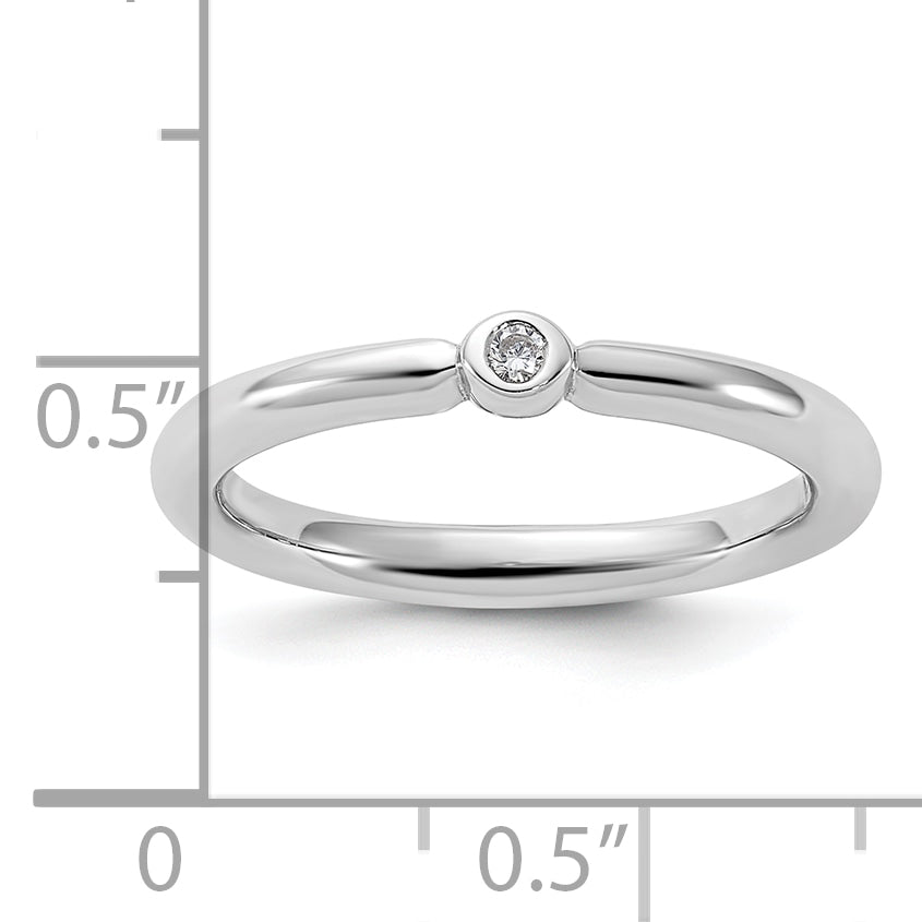 Sterling Silver Stackable Expressions Rhodium-plated CZ Ring