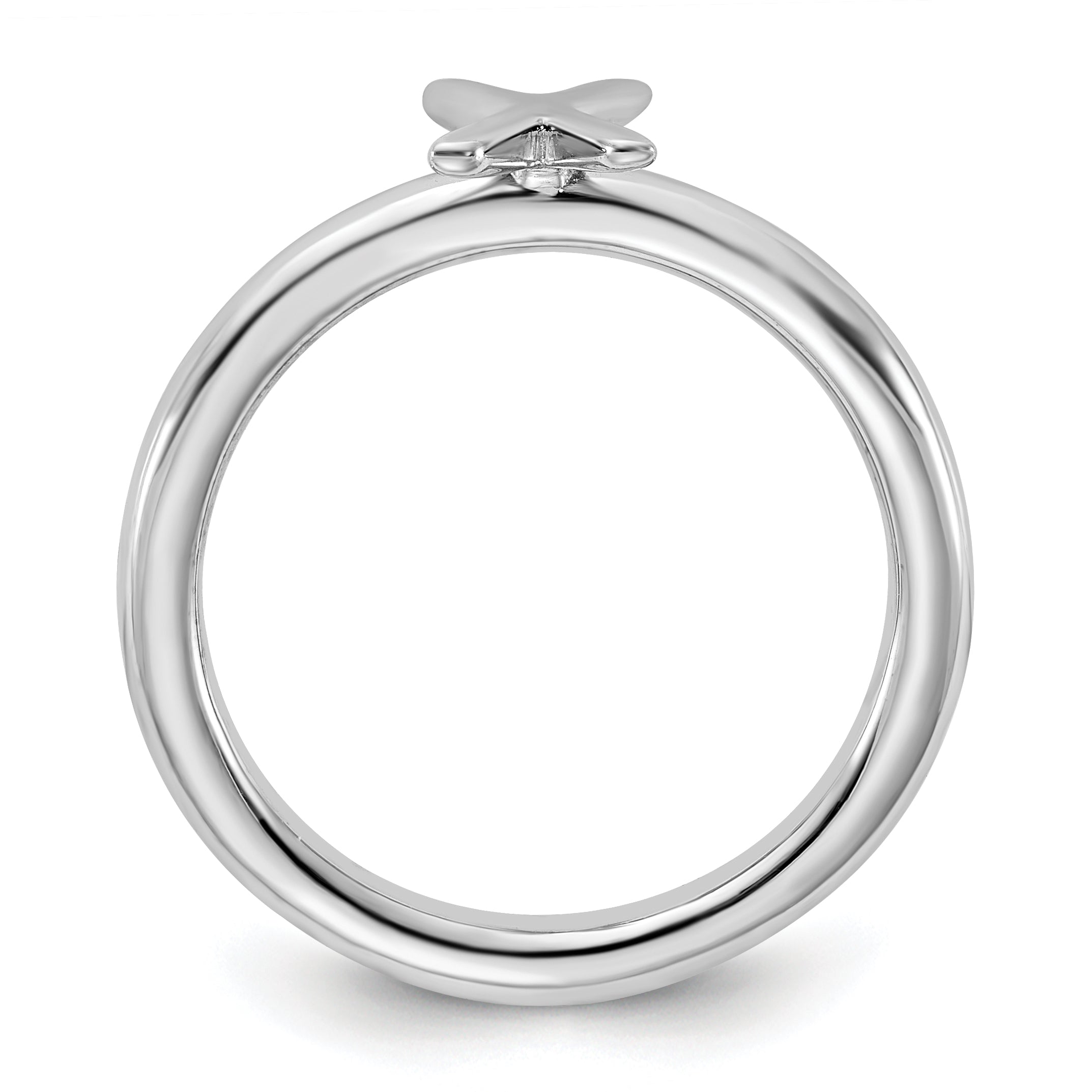 Sterling Silver Stackable Expressions Rhodium-plated X Ring Secondary image