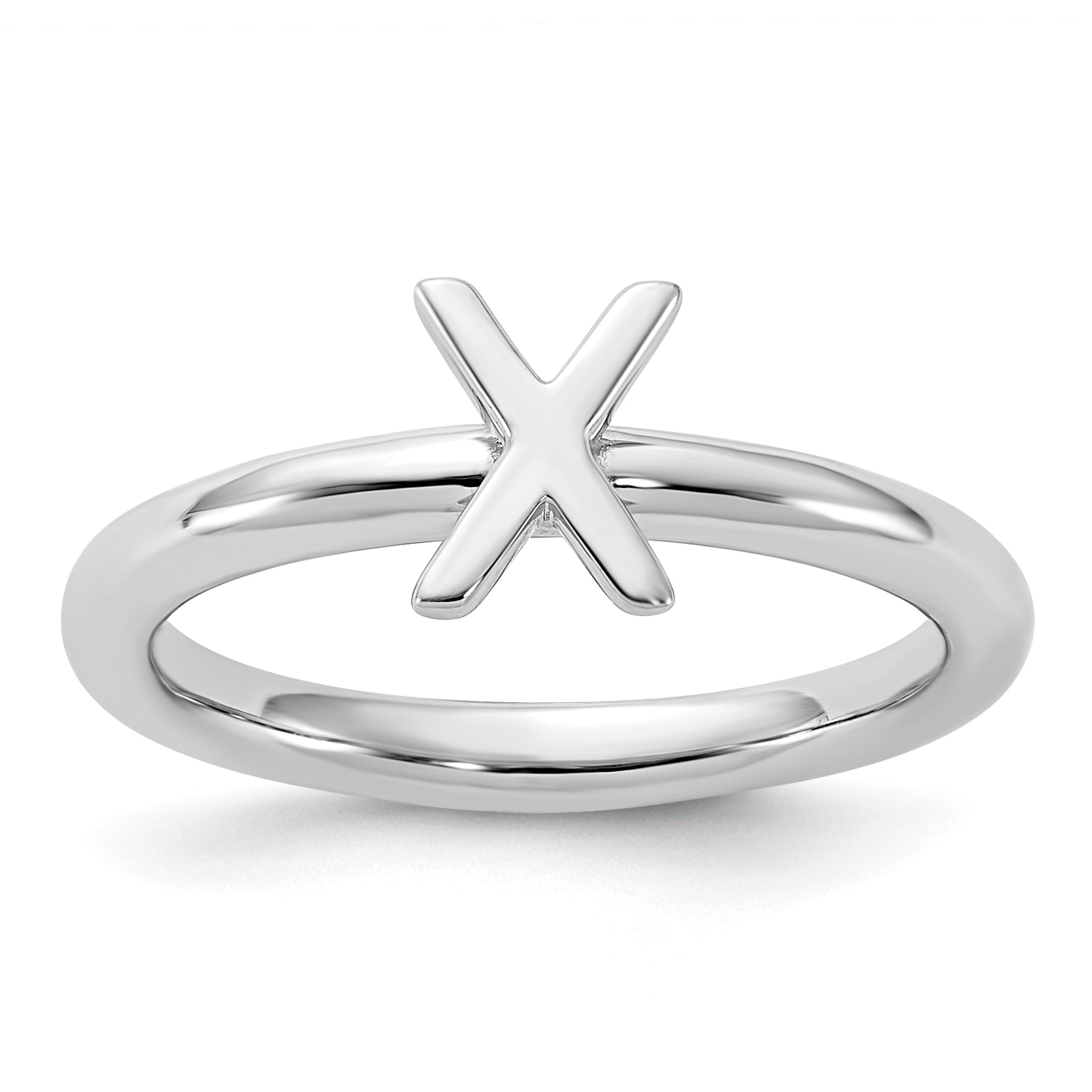Sterling Silver Stackable Expressions Rhodium-plated X Ring Main image