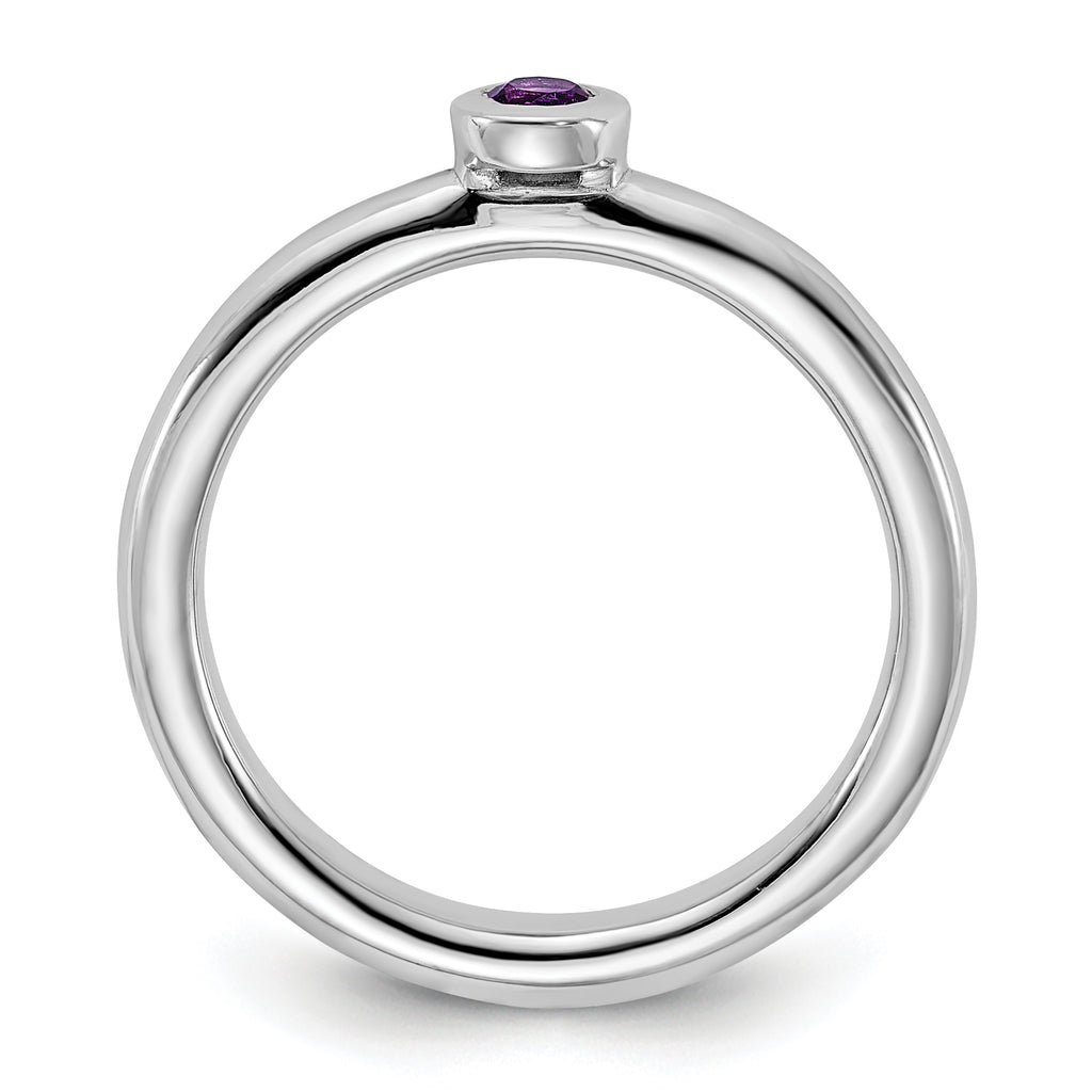 Sterling Silver Stackable Expressions Rhodium-Plated Amethyst Ring