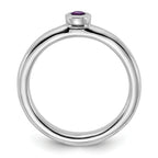 Sterling Silver Stackable Expressions Rhodium-Plated Amethyst Ring
