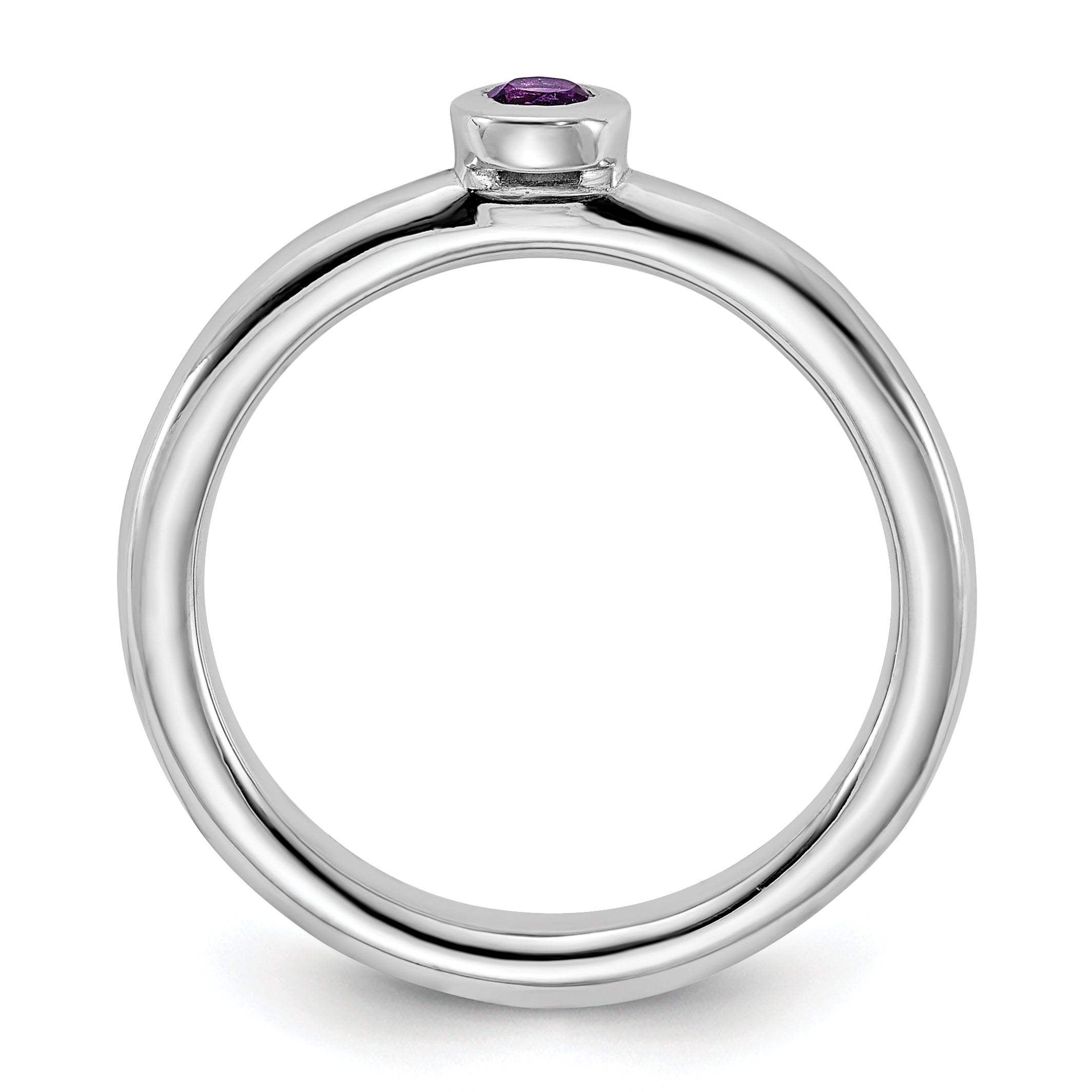 Sterling Silver Stackable Expressions Rhodium-Plated Amethyst Ring