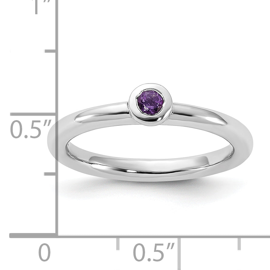 Sterling Silver Stackable Expressions Rhodium-plated Amethyst Ring