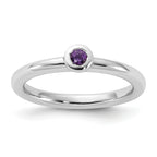 Sterling Silver Stackable Expressions Rhodium-Plated Amethyst Ring
