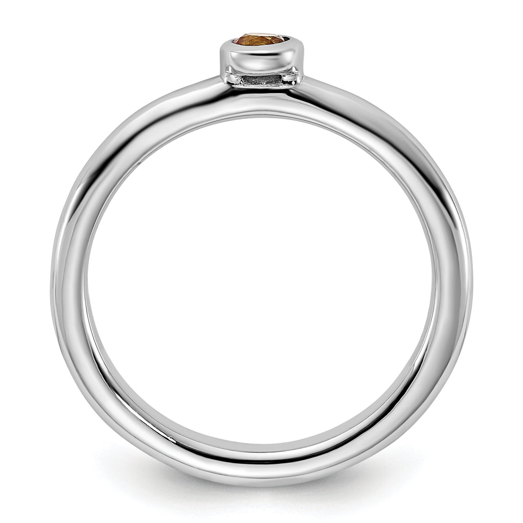 Sterling Silver Stackable Expressions Rhodium-plated Citrine Ring