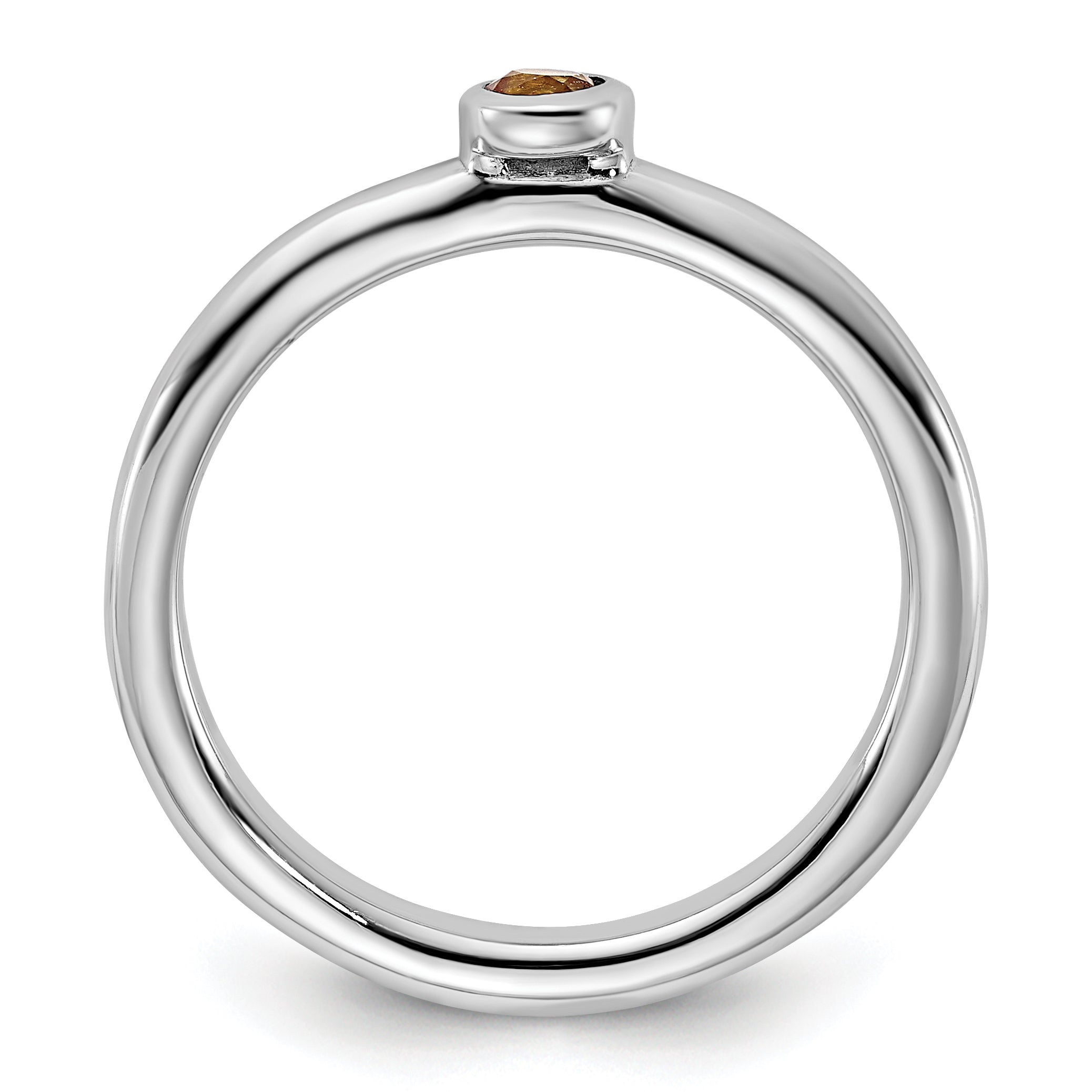 Sterling Silver Stackable Expressions Rhodium-plated Citrine Ring