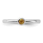 Sterling Silver Stackable Expressions Rhodium-plated Citrine Ring