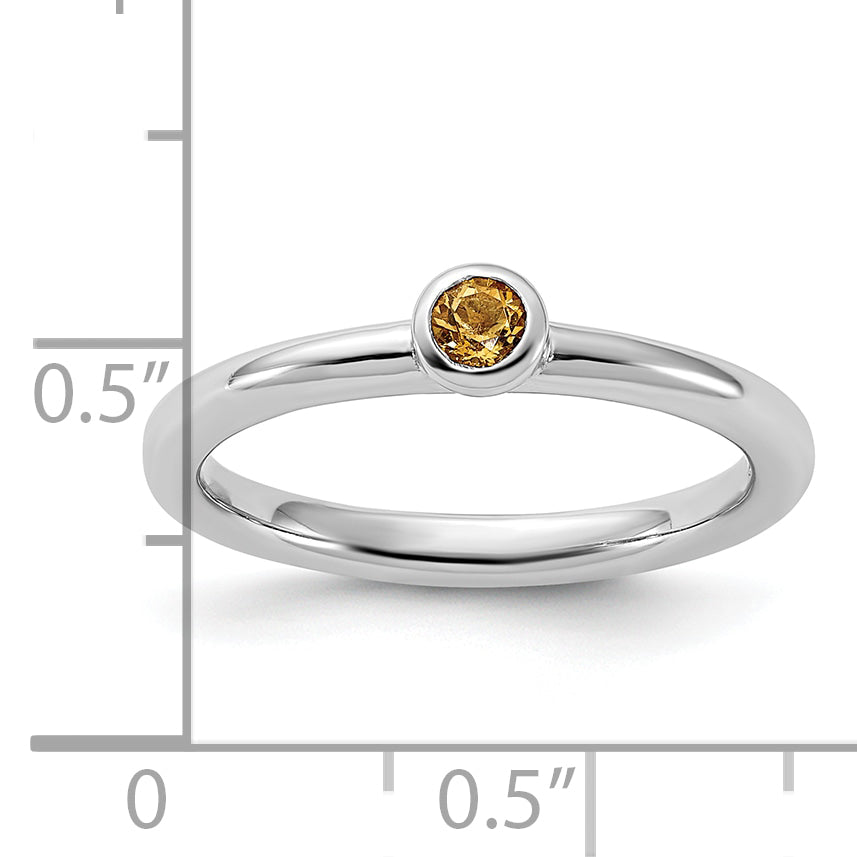 Sterling Silver Stackable Expressions Rhodium-plated Citrine Ring