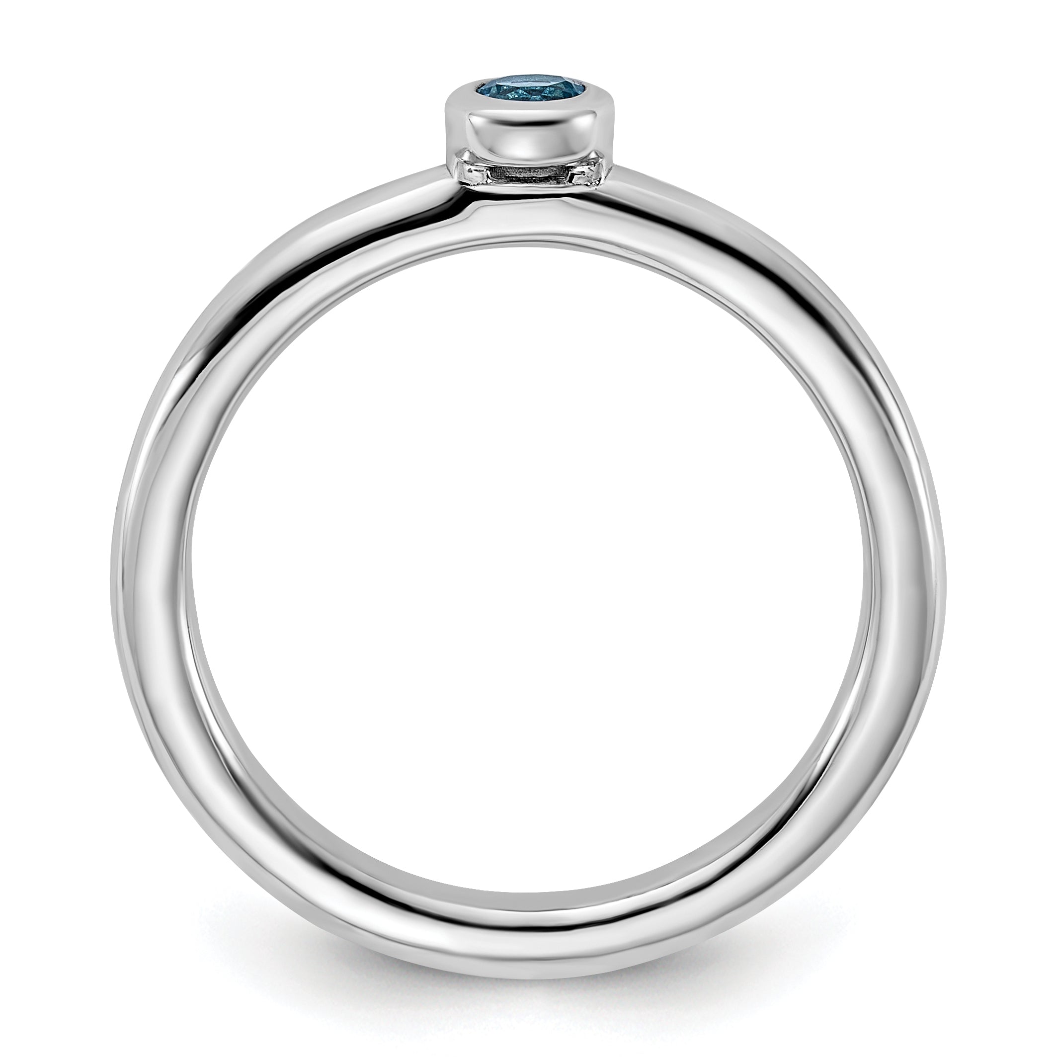 Sterling Silver Stackable Expressions Rhodium-plated Light Swiss Blue Topaz Ring