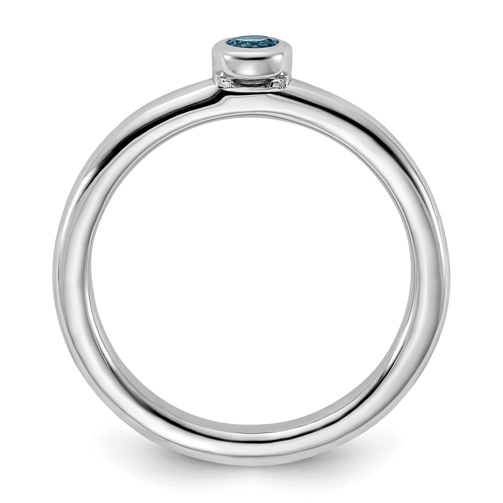 Sterling Silver Stackable Expressions Rhodium-plated Light Swiss Blue Topaz Ring