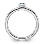 Sterling Silver Stackable Expressions Rhodium-plated Light Swiss Blue Topaz Ring