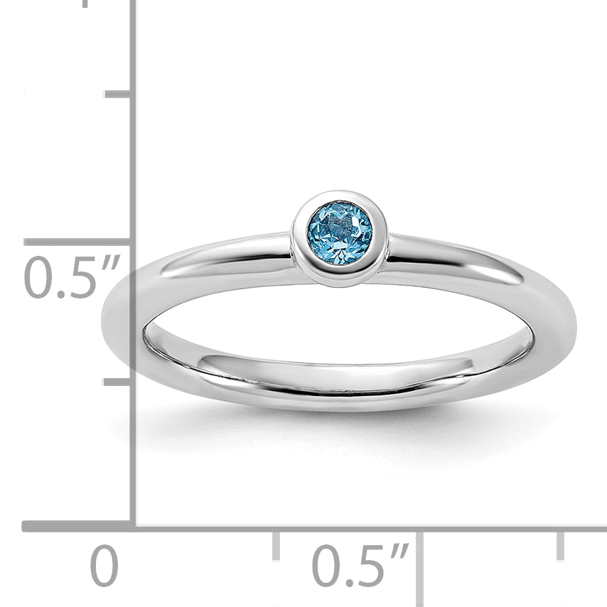 Sterling Silver Stackable Expressions Rhodium-plated Light Swiss Blue Topaz Ring
