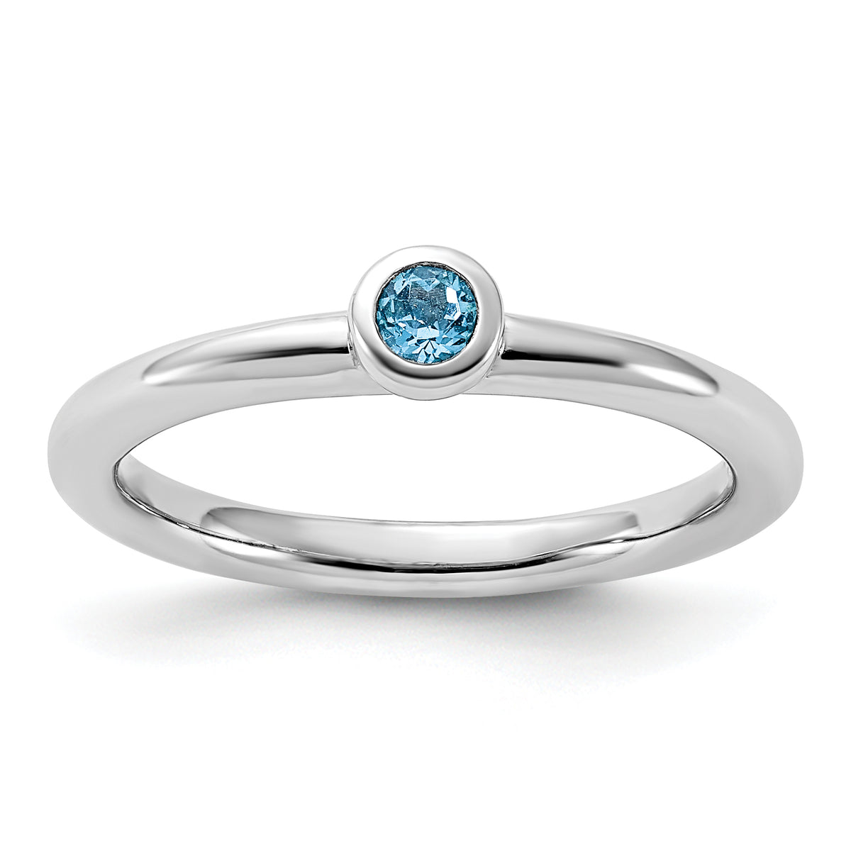 Sterling Silver Stackable Expressions Rhodium-plated Light Swiss Blue Topaz Ring