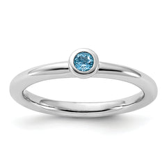 Sterling Silver Stackable Expressions Rhodium-plated Light Swiss Blue Topaz Ring