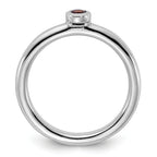 Sterling Silver Stackable Expressions Rhodium-plated Garnet Ring