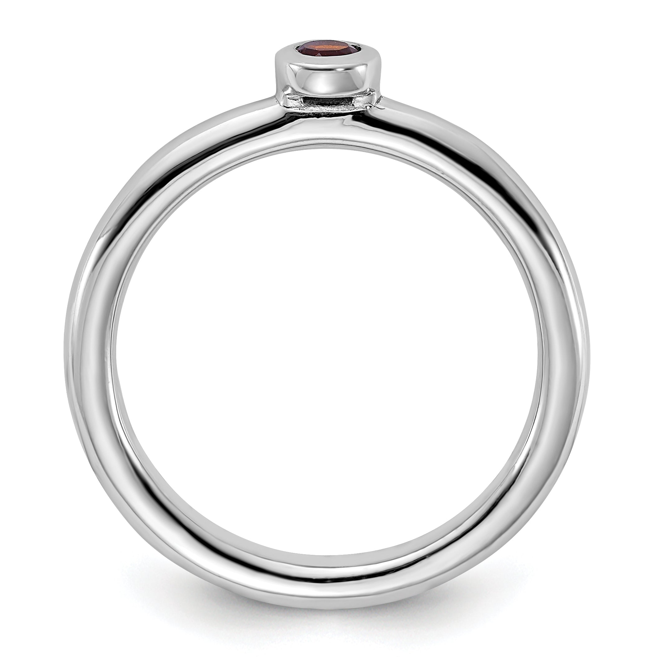 Sterling Silver Stackable Expressions Rhodium-plated Garnet Ring