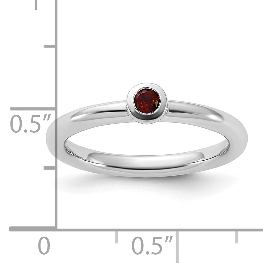 Sterling Silver Stackable Expressions Rhodium-plated Garnet Ring