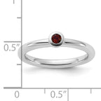 Sterling Silver Stackable Expressions Rhodium-plated Garnet Ring