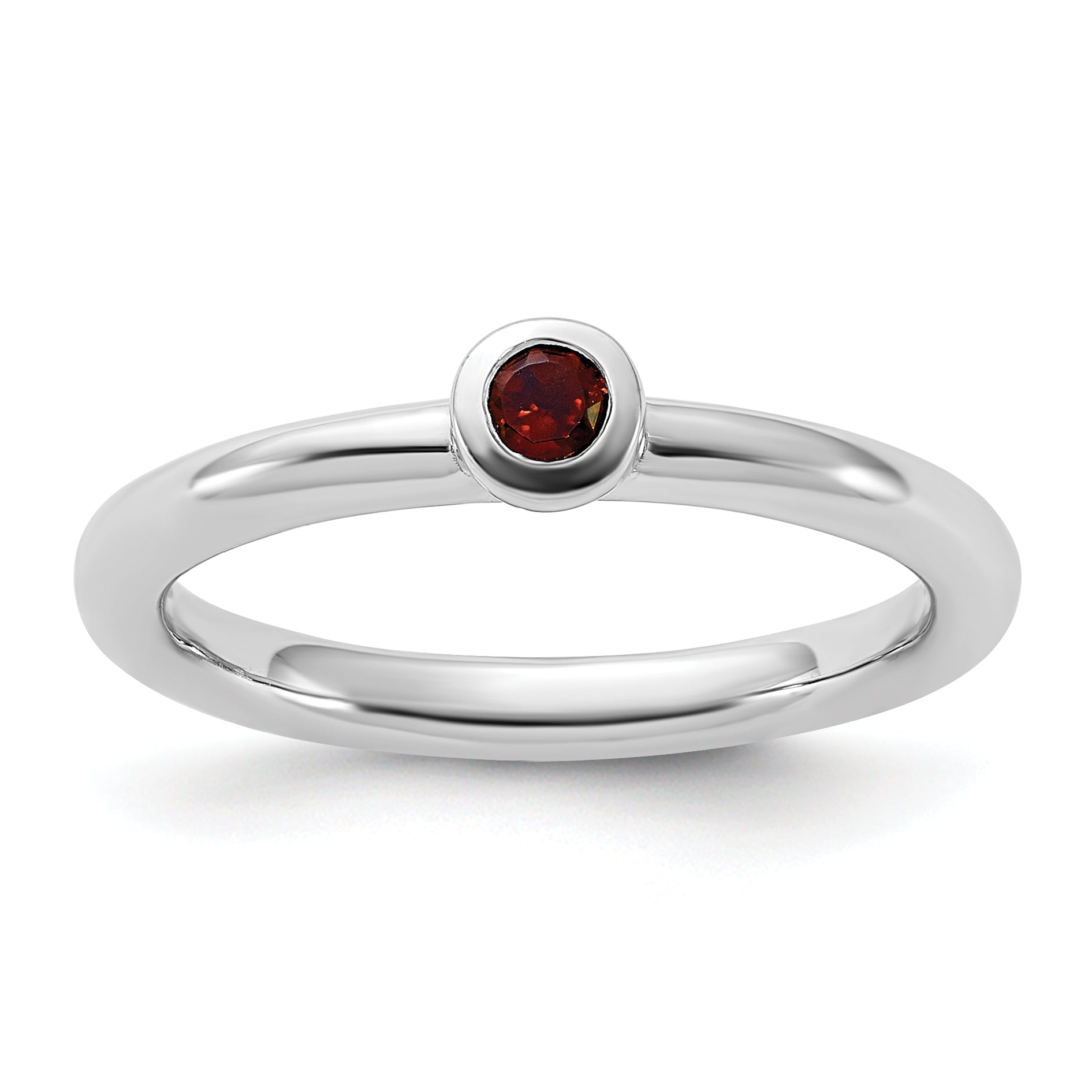 Sterling Silver Stackable Expressions Rhodium-plated Garnet Ring Main image