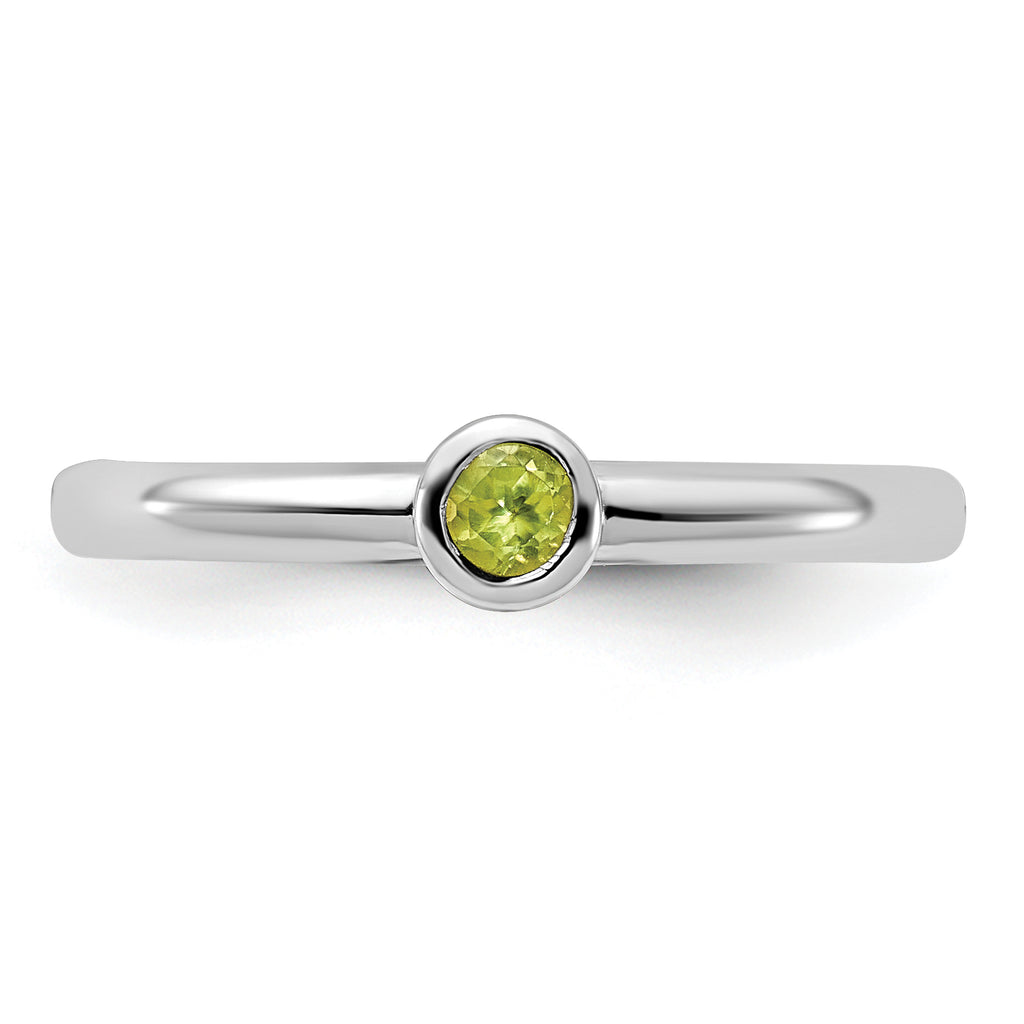 Sterling Silver Stackable Expressions Rhodium-Plated Peridot Ring
