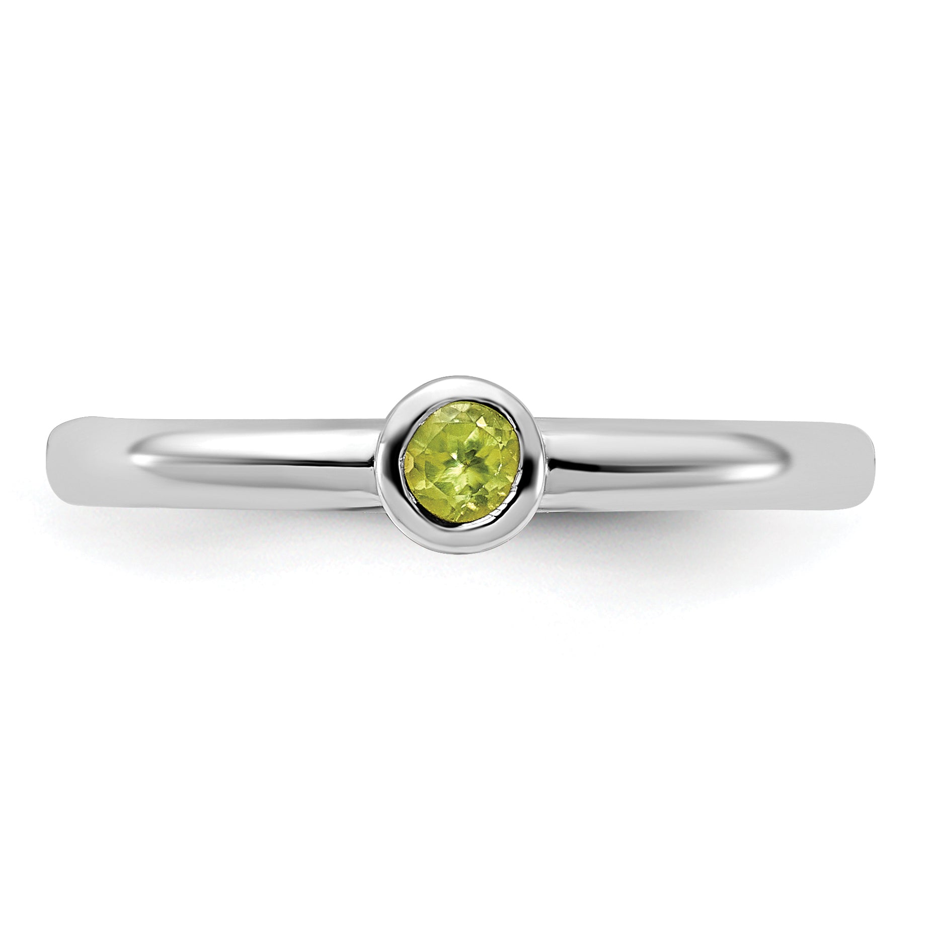 Sterling Silver Stackable Expressions Rhodium-Plated Peridot Ring