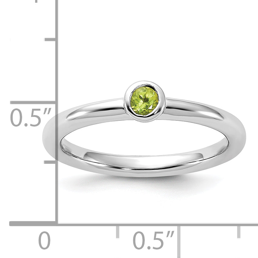 Sterling Silver Stackable Expressions Rhodium-Plated Peridot Ring