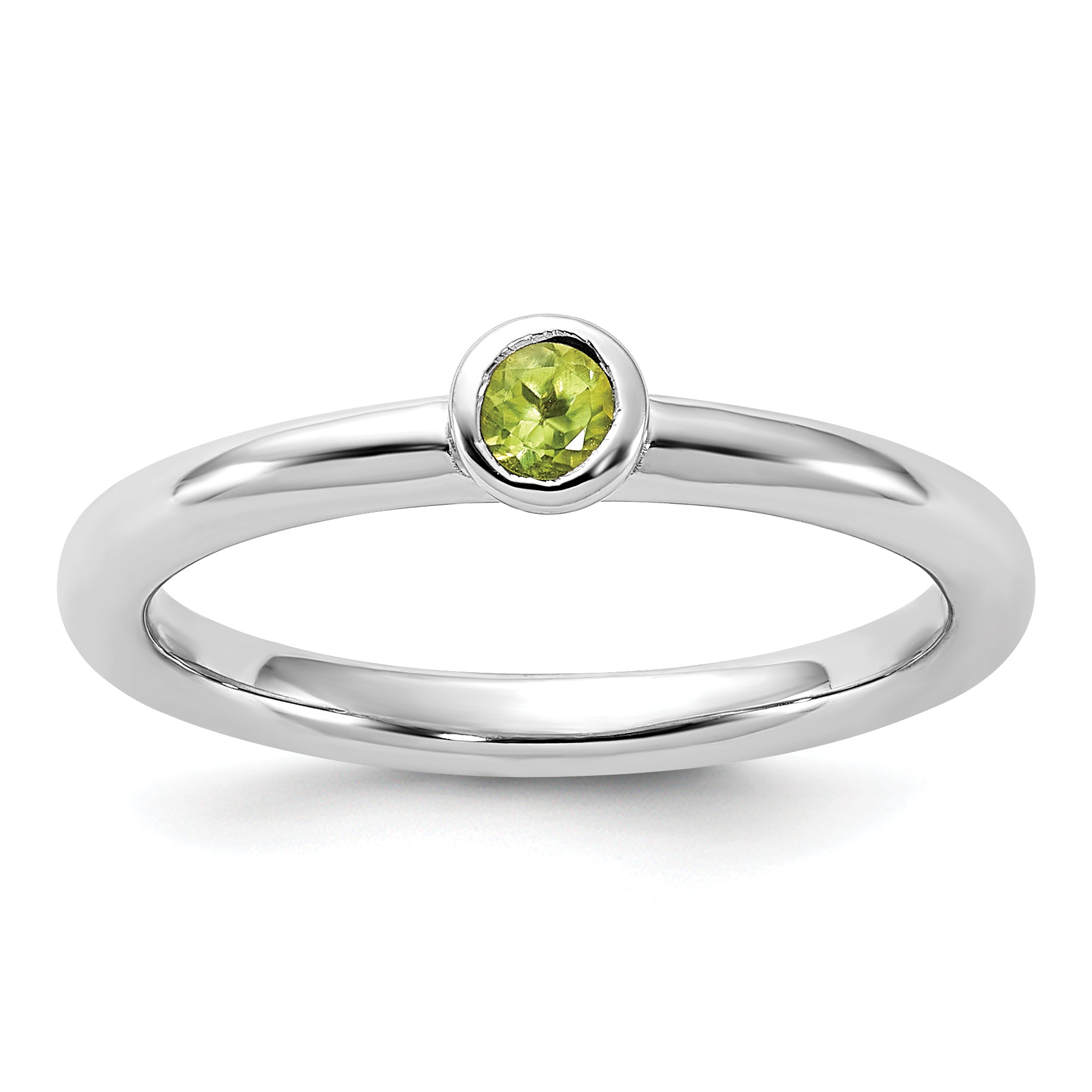 Sterling Silver Stackable Expressions Rhodium-Plated Peridot Ring