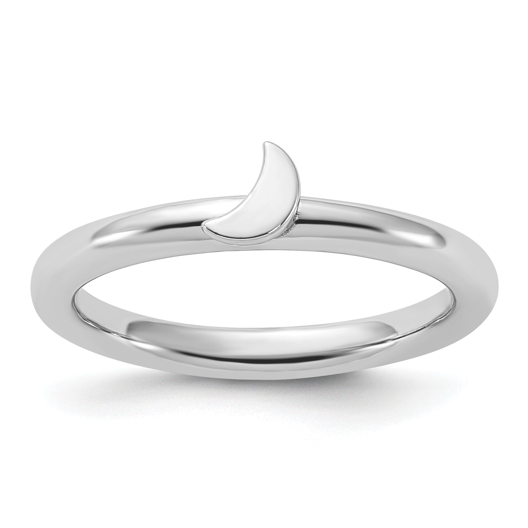 Sterling Silver Stackable Expressions Rhodium-plated Moon Ring Main image