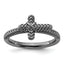 Sterling Silver Stackable Expressions Black Rhodium Textured Cross Ring