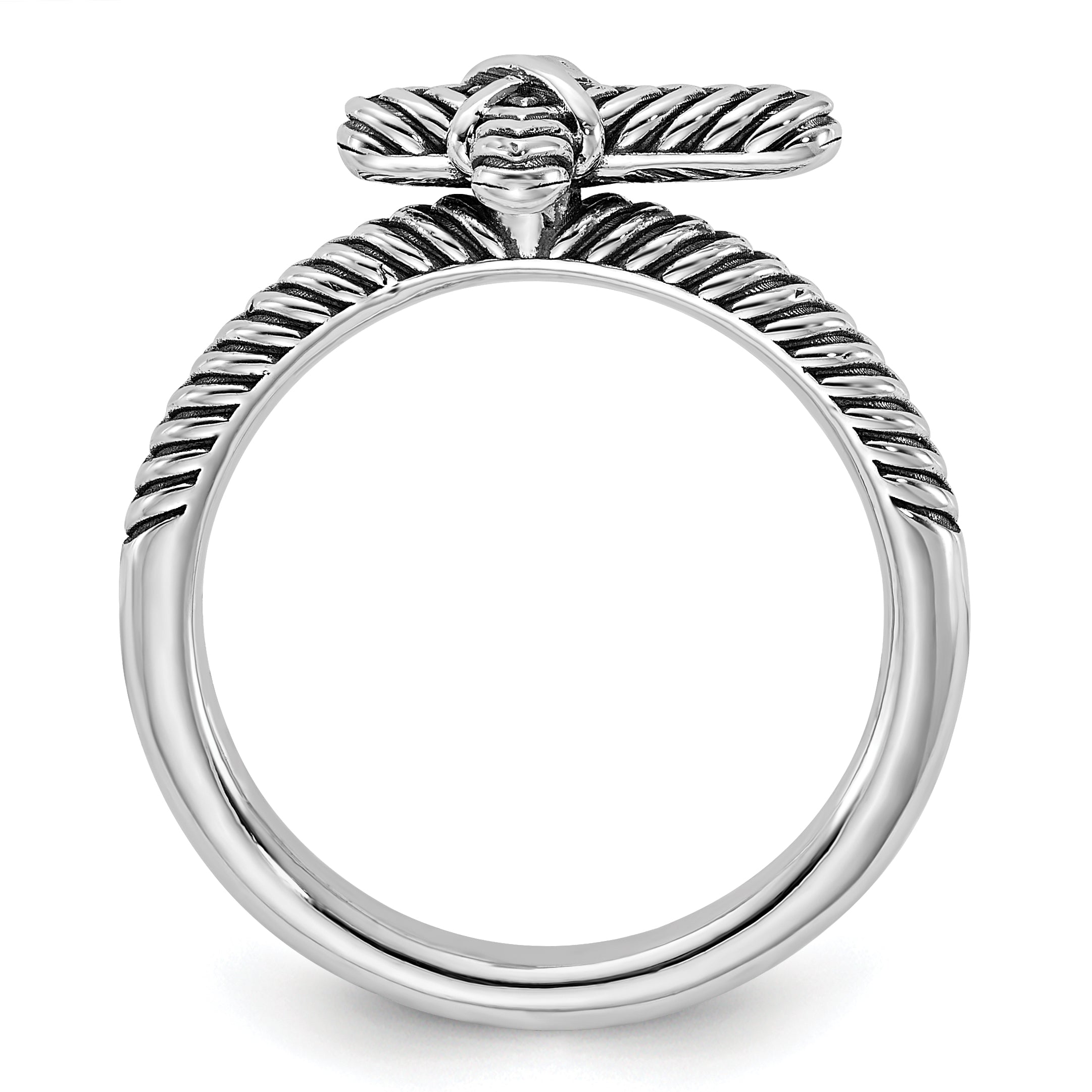Sterling Silver Stackable Expressions Oxidized and Textured Cross Ring Secondary image
