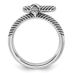 Sterling Silver Stackable Expressions Oxidized and Textured Cross Ring